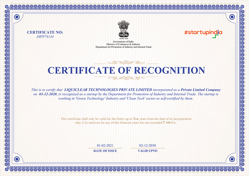 certificate of recognition